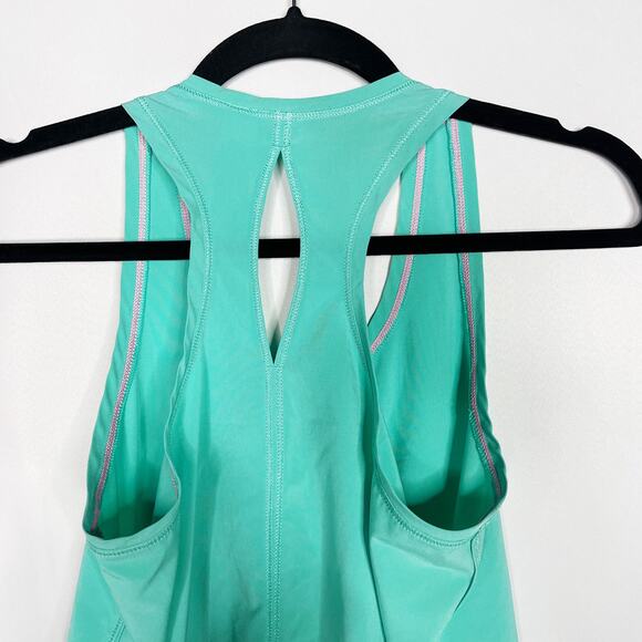 Ivivva by Lululemon Girls 12 Teal Green Split Back Keyhole Racerback Tank Scoop - Picture 5 of 7